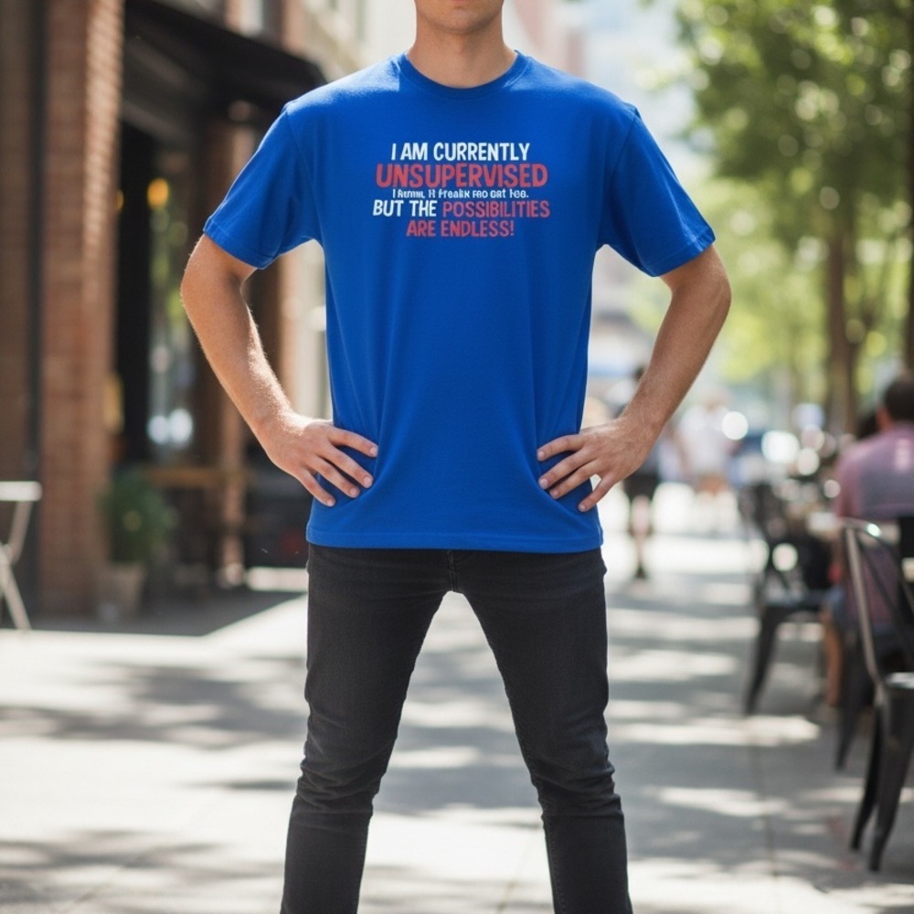 Gildan Blue Graphic Tee - Unsupervised Possibilities